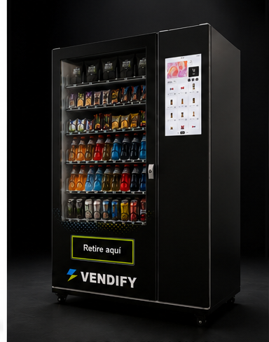 Máquina expendedora inteligente Vendify de la línea IMT, vista en ángulo a 45°